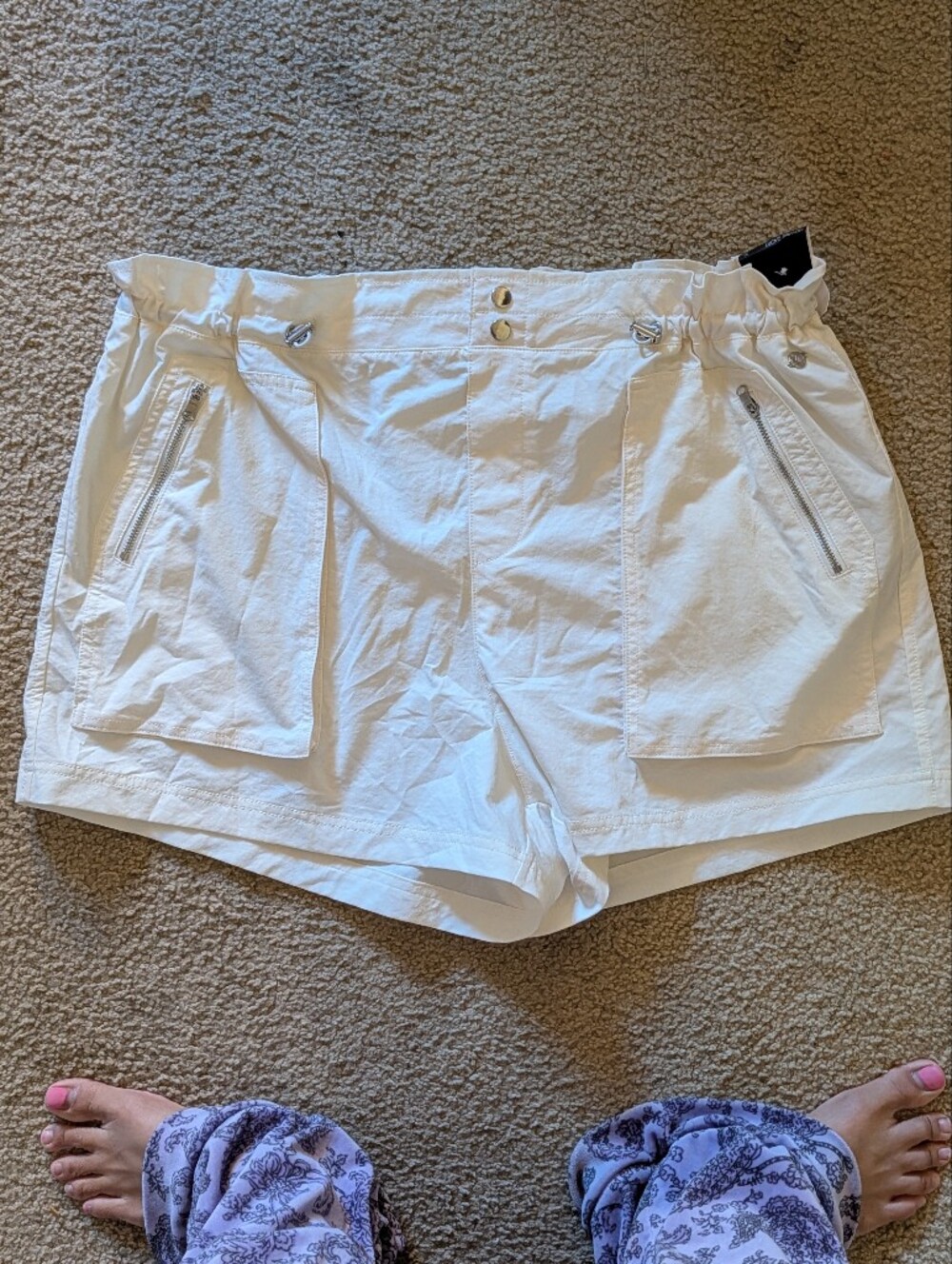 CALIA by Carrie Underwood White High-Waist Utility Shorts